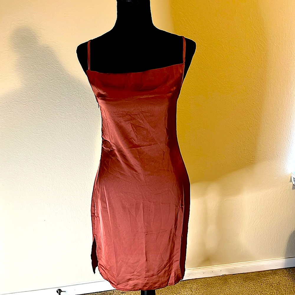 Satin Dress with splits on both sides. Never Worn